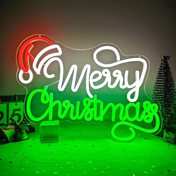 Merry Christmas Neon Sign  Led Candy Dimmable Light Up Sign for Party Kids - Picture 2 of 7